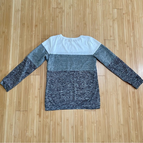 Colorblock black and white heathered crew neck lightweight sweatshirt - Picture 5 of 6